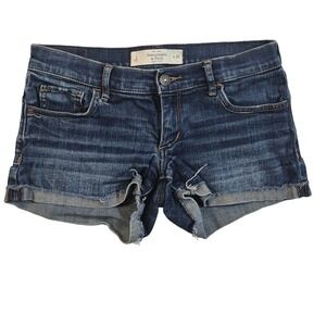 Abercrombie Fitch AF Women's 26 Sz 2 Roll Hem Jean Shorts Distressed Denim